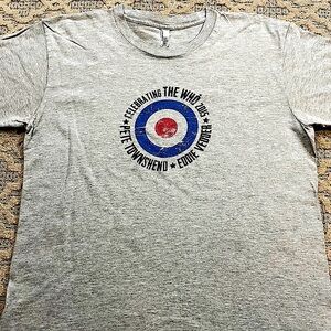 🎸 '15 Eddie Vedder Pearl Jam & The Who Band Up Teen Cancer Cause Gray Logo Tee